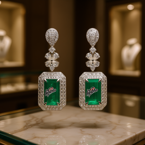 Pendientes Colgantes de Esmeralda con Corte Taylors, de Aleación Verde con Engaste de Garra, Joyería Clásica de Moda para Fiesta para Mujer - Product Image 2