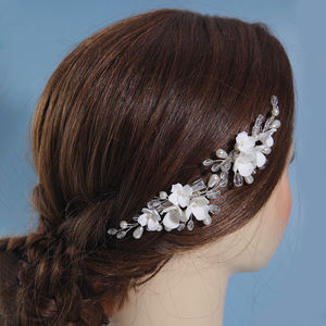 Aksesori jepit rambut manik-manik bunga keramik buatan tangan 2 buah klip rambut pernikahan untuk paduan anak perempuan untuk hari jadi pertunangan - Product Image 5