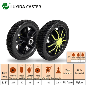 Hochwertige Rollen 8,3 Zoll <span class=keywords><strong>PU</strong></span>-Schaum rad Ältere Pendel räder Rollstuhl räder Keilnut rolle - Product Image 6