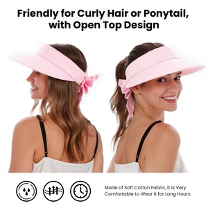Rộng Vành Sọc <span class=keywords><strong>Sun</strong></span> <span class=keywords><strong>Visor</strong></span> <span class=keywords><strong>hat</strong></span> đối với phụ nữ ngoài trời mùa hè thể thao sử dụng UPF 50 + UV bảo vệ 100% cotton biểu tượng tùy chỉnh - Product Image 4