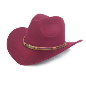 Automne et hiver Polyester feutre Jazz chapeau métal hommes Pirate ceinture <span class=keywords><strong>Cowboy</strong></span> roulé Western <span class=keywords><strong>Cowboy</strong></span> chapeau - Product Image 5