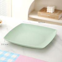 Assiette carrée en paille de blé sans BPA de 27 cm, légère et incassable, pour salades et dîners