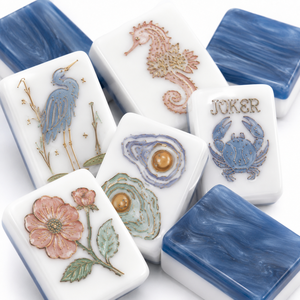 Jeu de tuiles de Mahjong américain de luxe gravées, en acrylique/mélamine, blanc, sculpté, durable, portable, version voyage, petite taille - Product Image 5