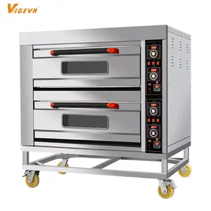 Máquina para hornear pan, horno de pizza comercial, panel digital, control inteligente, 2 cubiertas, 4 bandejas