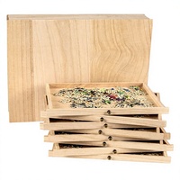 Plateaux de tri en bois laqué pour puzzles, design tiroir coulissant, quatre couches, rangement portable, couleur naturelle, 1500 pièces