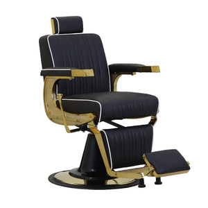 Fauteuil de barbier inclinable rétro pour hommes avec accoudoirs, design rotatif, construction métallique pour salons de coiffure et barbiers, nouveau modèle - Product Image 6