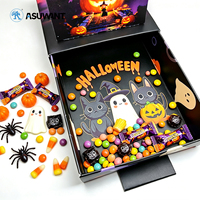 Boîte à tiroir Halloween personnalisée OEM avec oreilles de chat, en carton blanc recyclable, pour bonbons et cadeaux