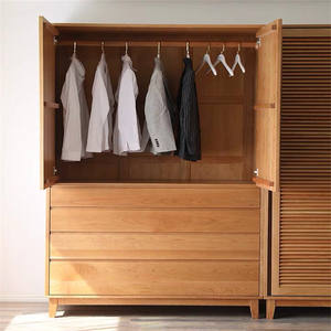 Armoire en bois massif de cerisier minimaliste moderne avec <span class=keywords><strong>porte</strong></span> <span class=keywords><strong>coulissante</strong></span> lisse pour chambre à coucher de <span class=keywords><strong>style</strong></span> japonais, meubles de rangement pour la maison - Product Image 1