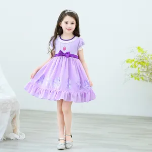 छोटी लड़कियों राजकुमारी सोफिया पोशाक बच्चों Cosplay फैंसी पार्टी ड्रेस अप बच्चे लड़की कपड़े D66