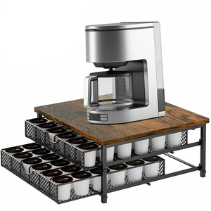 Kitchen Pantry Storage 2-Tier Pods Drawer K Cup Coffee Pod Organizer Holder with Sliding Baskets