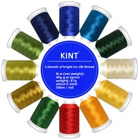 Fil de Soie Glacée Brillant Teint en Fil de Marque KINT, en Nylon, pour Pompons Tricotés à la Main, 500 Mètres, Cordon Style Tour, Pendentifs, Colliers