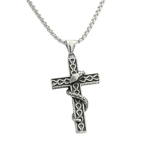 <b>Titanium</b> Steel Snake Cross Pendant Men's Necklace Geometric Design Everyday Wear 280407 - Product Image 5