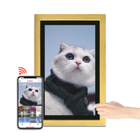 Pro bingkai foto Digital 18.5 ", WiFi HD IPS layar sentuh kayu tampilan bingkai foto Digital berbagi foto video melalui Frameo APP