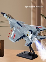 Modèle de chasseur J-20 F-16 J-15 en alliage et plastique à l'échelle 1/100, pulvérisable, avec fonctions musicales/lumineuses, jouet pour enfants