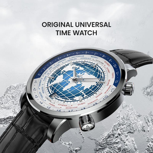 Reloj AGELOCER Original World Time para Hombre, Reloj Mecánico Automático Formal de Negocios con Fecha, Reloj de Pulsera de Acero 316L con Caja - Product Image 3