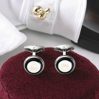 Boutons de manchette élégants en pierre de coquillage en nacre en gros, chemise de costume pour homme personnalisée, accessoire de mode, cadeau de bijoux tendance pour smoking de mariage