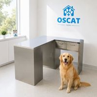 Banc de travail en acier inoxydable réutilisable en forme de L OSCAT, robuste, pour clinique vétérinaire, bureau pour hôpital vétérinaire, clinique animale