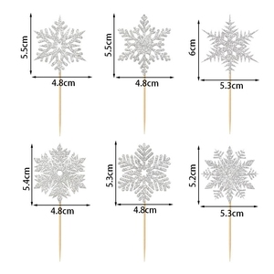 Snowflake Cupcake Toppers for Baby Party Christmas Baking <b>Decorations</b> <b>Winter</b> Frozen Theme Cake Decorating Supplies - Product Image 5