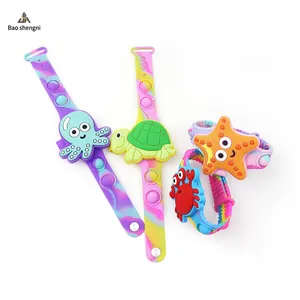 New Design Sea Crab Turtle Animal Children's Flip Open Watch LED Display Pop Bubble Cartoon Kids Watch For Boys Girls