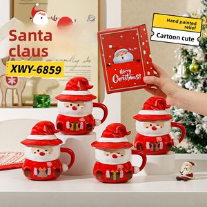 Caneca Criativa de Cerâmica do Papai Noel com Tampa e Alça, Resistente a Altas Temperaturas, Presente de Natal Fofo - Product Image 3