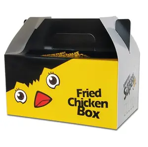 Professional custom Korean disposable white cardboard general whole fried roast chicken paper box