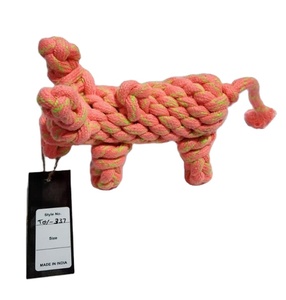 Jouet pour chien en jute de coton jaune fournitures pour animaux de compagnie en forme d'os écologique et durable pour jouer de l'Inde - Product Image 1