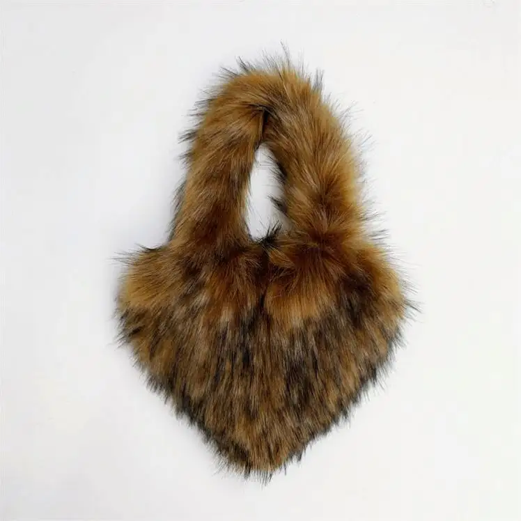 Long fur heart-shape shoulder bags for women designer handbags famous brands ladies luxury furry hand bags