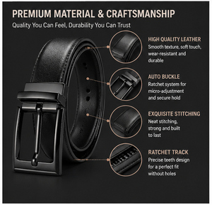 Ceinture Classique Réversible Personnalisable pour Homme, Ensemble de Ceintures Formelles avec Boucle Noire Mate - Product Image 4
