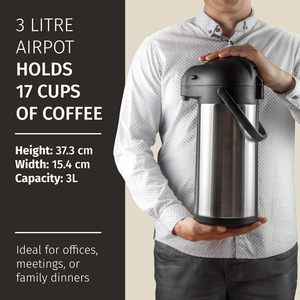 Termo de Acero Inoxidable Aislado de 102 oz con Bomba de 24 Horas, Jarra para Café, Dispensador de Cacao, Botella de Vacío para Bebidas Calientes, Ideal para Fiestas y Campamentos - Product Image 3