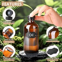 Flacon en verre de qualité pharmaceutique de forme ronde de 30 ml, 120 ml, 250 ml, 500 ml, 1000 ml, couleur ambre, flacon Boston avec couvercle noir hermétique