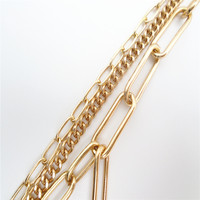 Nouveau collier tendance pour femme avec pendentif croix plaqué or, chaîne multi-liens et perle