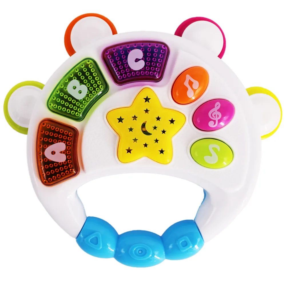 HUANGER educational Multi-function baby musical tambourine musical instrument toys intelligent learning toy with music and light