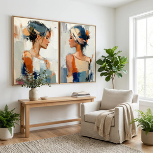 <span class=keywords><strong>Dipinto</strong></span> Astratto <span class=keywords><strong>Blu</strong></span> e Ambra, Decorazione Murale Moderna, Opera d'Arte Testurizzata per Casa, Hotel, Soggiorno, Camera da Letto - Product Image 5