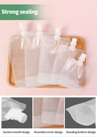 Poches Doypack Liquide Vierge Populaires en Plastique Transparent avec Bec Verseur pour Jus, Lait, Sauce, Savon – Contenance 30ml, 50ml, 100ml