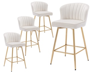 Luxe haut dossier Pub Island salle à manger <span class=keywords><strong>pivotant</strong></span> velours or Repose-pieds mariage maison chaises de bar tabourets pour comptoir de cuisine avec pieds en or - Product Image 1