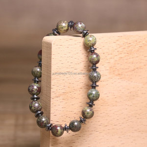 Pulsera de cuentas de hematita natural de sangre de dragón, hecha a mano, elástica, estilo minimalista para hombre, venta al por mayor - Product Image 5