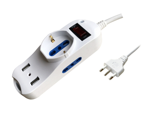 Multiprise électrique italienne type 2 Presa <span class=keywords><strong>2P</strong></span>+<span class=keywords><strong>T</strong></span> 10/<span class=keywords><strong>16A</strong></span> Bipasso + 1 Prise 10/<span class=keywords><strong>16A</strong></span> avec 2 USB 1 A+1C <span class=keywords><strong>16A</strong></span> - Product Image 2
