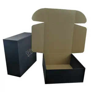 定制的黑色波纹礼品纸盒，带商标印花银色