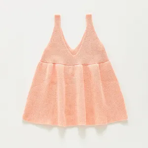 幼児と女の赤ちゃん夏のピンクのドレスの服の女の子のプリンセスフリルニットドレスノースリーブキッズガールズドレス