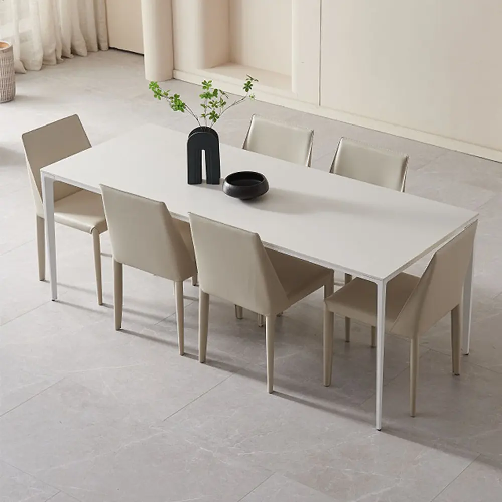 Mesas De Jantar De Alumínio Branco Seater Set Metal Moderno Luxo Francês Fantasia Cozinha Ao Ar Livre Mini 1800mm Extensão Aberta 8 10