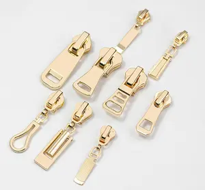 Factory 3# 5# 8# Light Gold Nylon Zipper Slider Personalized For Clothing Garment Sewing Slider Zipper Head Metal Slider Puller
