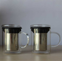 Mug à infuseur à thé en verre borosilicate de haute qualité 350ml 450ml, tasse à café à large ouverture avec filtre en acier inoxydable pour le bureau et la maison