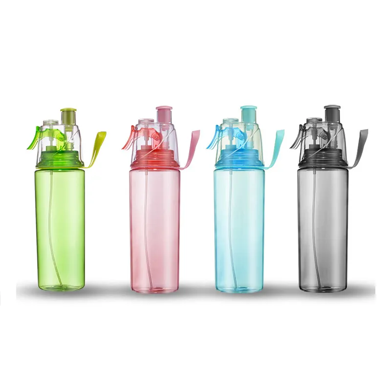 Kunststoff BPA FREI Nebel Spray Mutil-Farbe Trinken Sport Wasser Flasche Mit Stroh