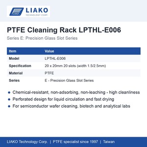 Soporte para Sustratos de Vidrio PTFE 20x20mm con 20 Ranuras, Resistente a Químicos, para Limpieza de Laboratorio LPTHL-E006 - Product Image 2