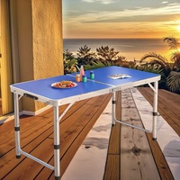 Table pliante de camping en plein air en alliage d'aluminium léger avec quatre chaises