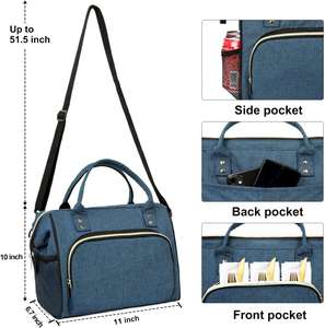 Sac isotherme réutilisable bleu de grande taille avec logo personnalisé, poches, étanche et isolant, sac à lunch isotherme - Product Image 2
