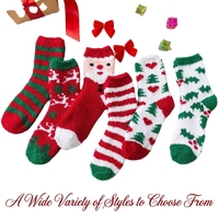 Chaussettes douillettes de Noël pour femmes - Chaussettes d'hiver tricotées avec motif renne mignon en polaire corail douce, cadeau de fêtes pour filles et adolescentes