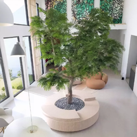 Arbre artificiel en faux bouleau vert éternel fait main en usine, grandes feuilles vertes, arbres en bouleau argenté pour la décoration