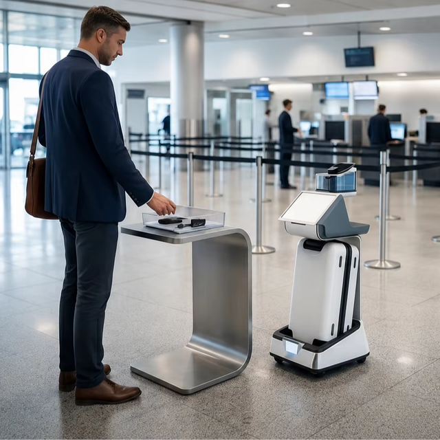 Ruike Smart Following Cart with AI Digital Media & Ads Indoor Use Airport SDK Enabled OEM Available