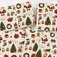 Papier de soie personnalisé avec logo, motif Noël Père Noël Bonhomme de neige, recyclable, en pâte de bois, pour emballage cadeau